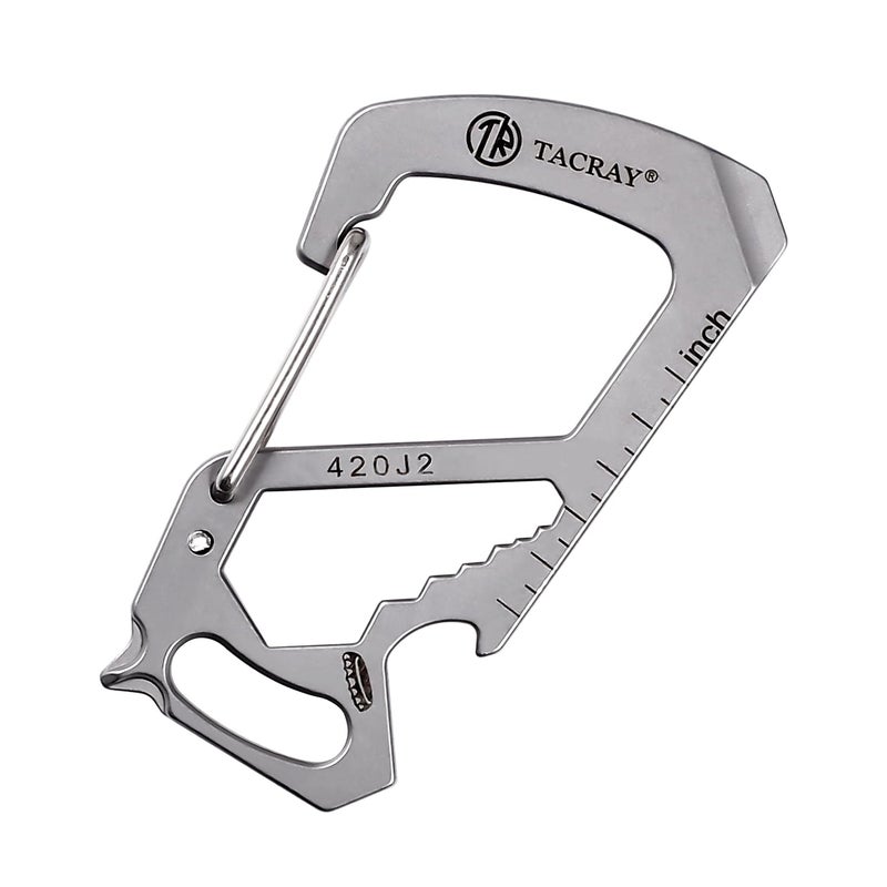 TACRAY Compact Carabiner Keychain Clip, Titanium EDC key holder, Anti-Lost Keychain Hook, Multi-tool Bottle Opener Keychain, Quick Released Backpack Clasp - Image 1